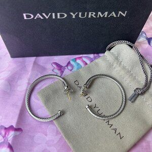 David Yurman 925 Sterling Silver Wire Hoop Earrings